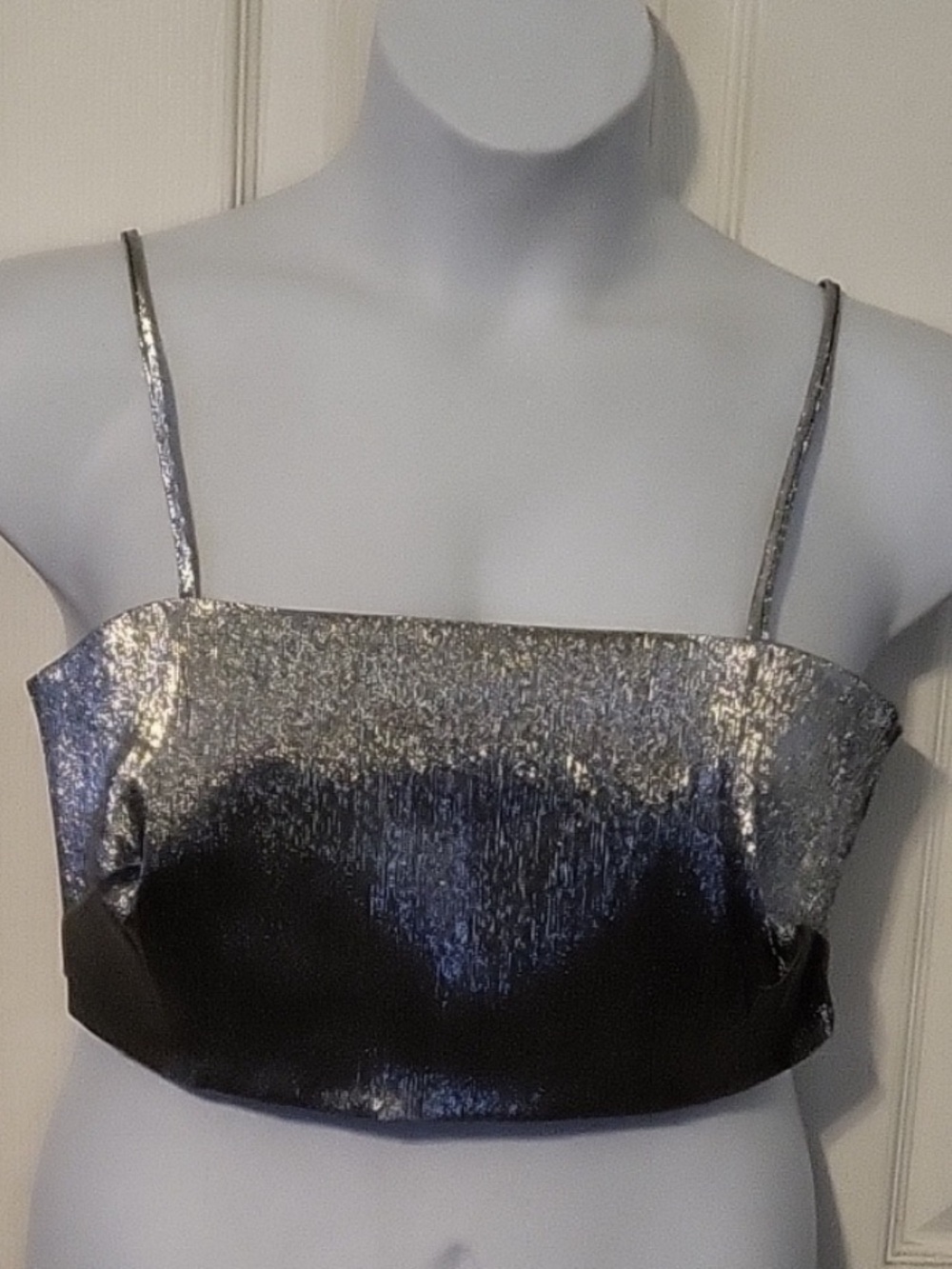 NWT H&M Silver Metallic Cropped Cami Top